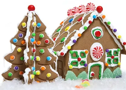 Gingerbread house and tree; used under license from Istockphoto.