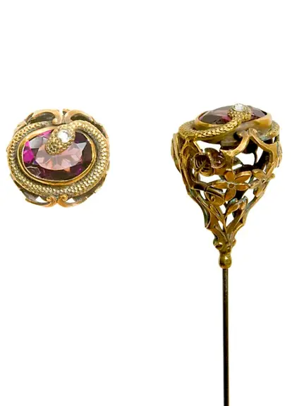 snake motif on antique hat pin