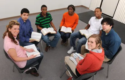 Youth group studying the Bible