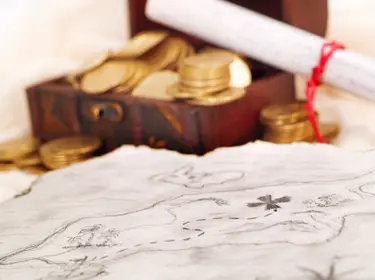 treasure map with coins