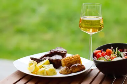 Wine wine and grilled food