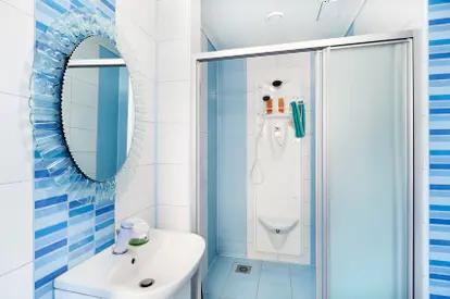 small bathroom with mirror