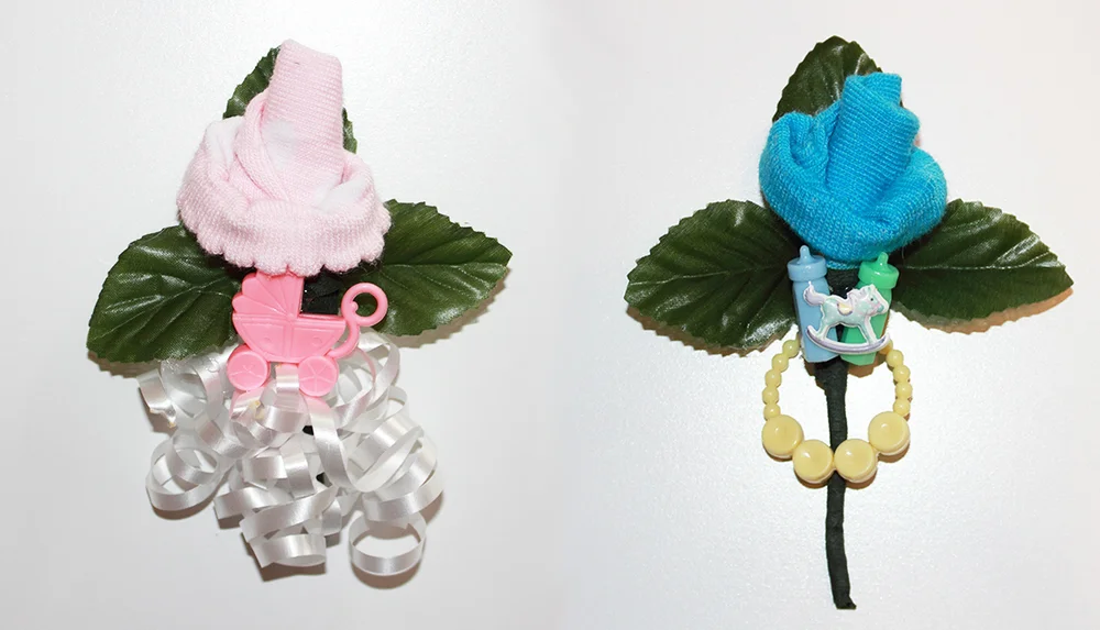 Sock baby shower corsage