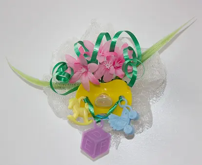 Pacifier baby shower corsage