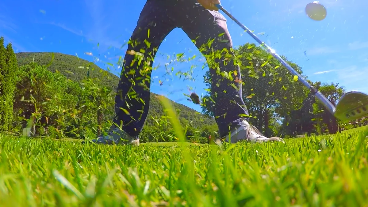 A well-struck chip shot at impact
