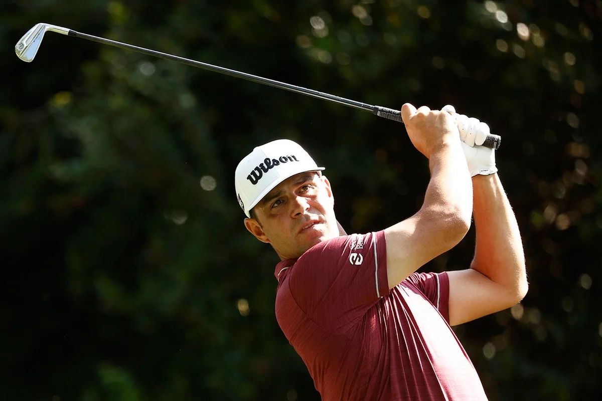Wilson golfer Gary Woodland tees off