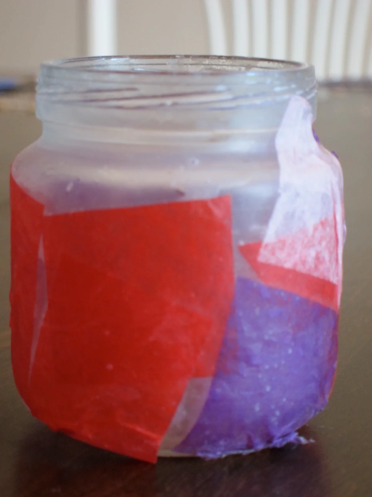 decoupaged candle jar