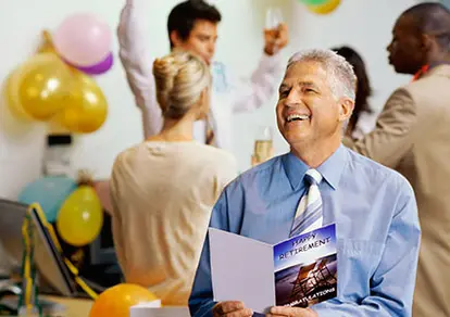 Man at retirement party