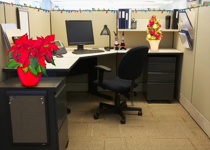 Low key Christmas cubicle