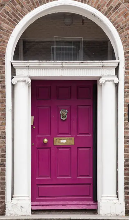 violet painted door http://www.lifeunstyledblog.com/2010/08/office-part-one.html
