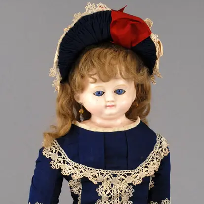 German wax-over Papier-mâché, http://www.carmeldollshop.com/category/doll/early8.htm