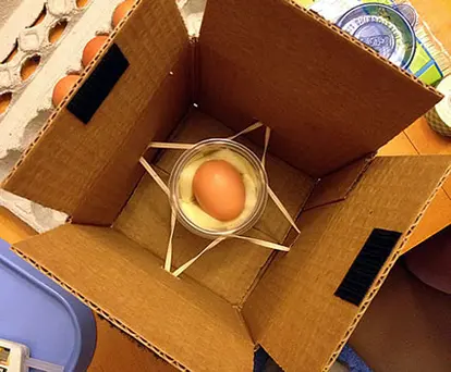 6x6 box with egg http://www.livingdigitally.net/2012/05/4th-grade-egg-drop-project.html