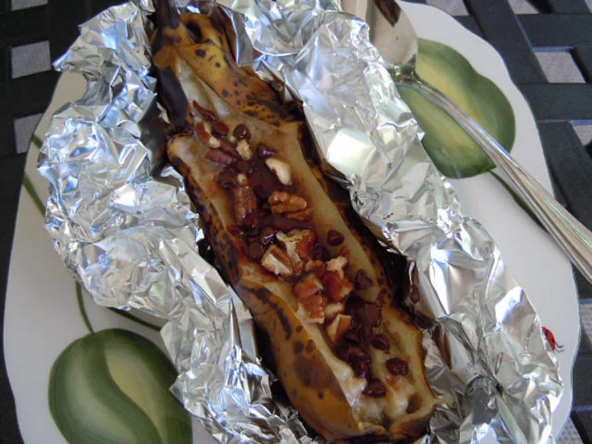 Grilled Banana Boat http://nutmegnotebook.com/2012/08/stuffed-banana-boat-grill-it-bake-it-or-microwave-it/