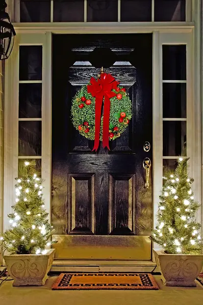 Christmas wreath on front door