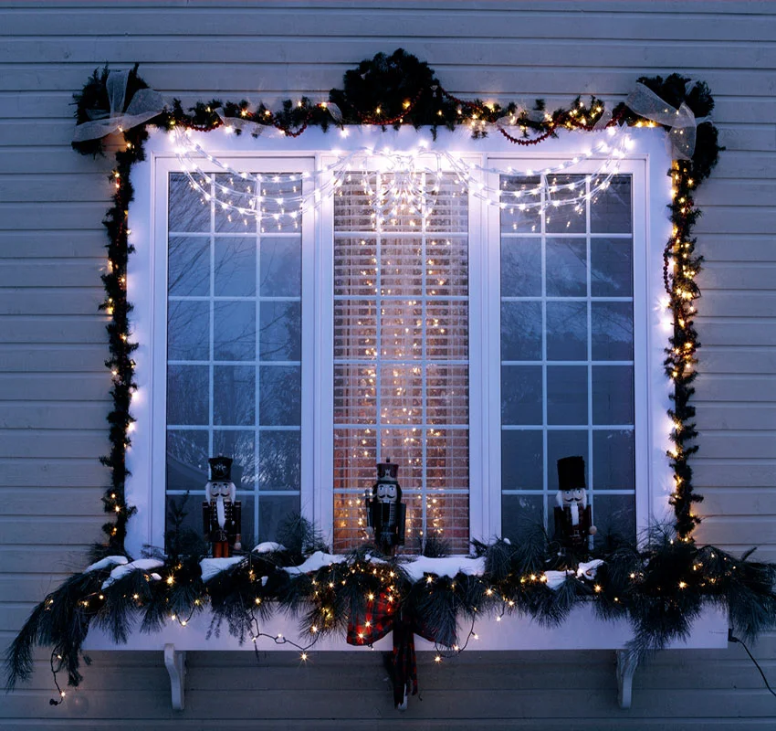 Nutcrackers in window box