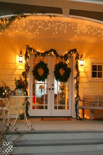Christmas decoration around entrance door