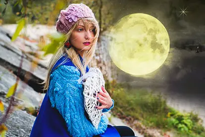 Woman and full moon