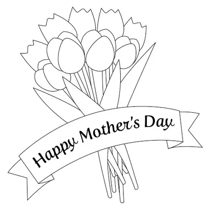 Mothers Day Clip Art 1 flowers bw v2