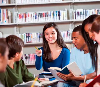 teens discussing a book