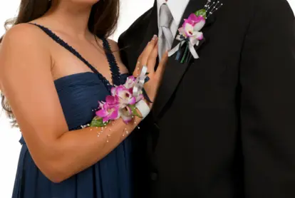 Coordinating corsage and boutonniere