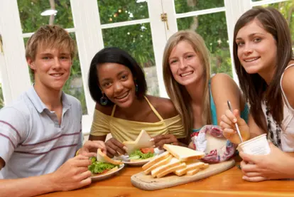 Teens with snacks