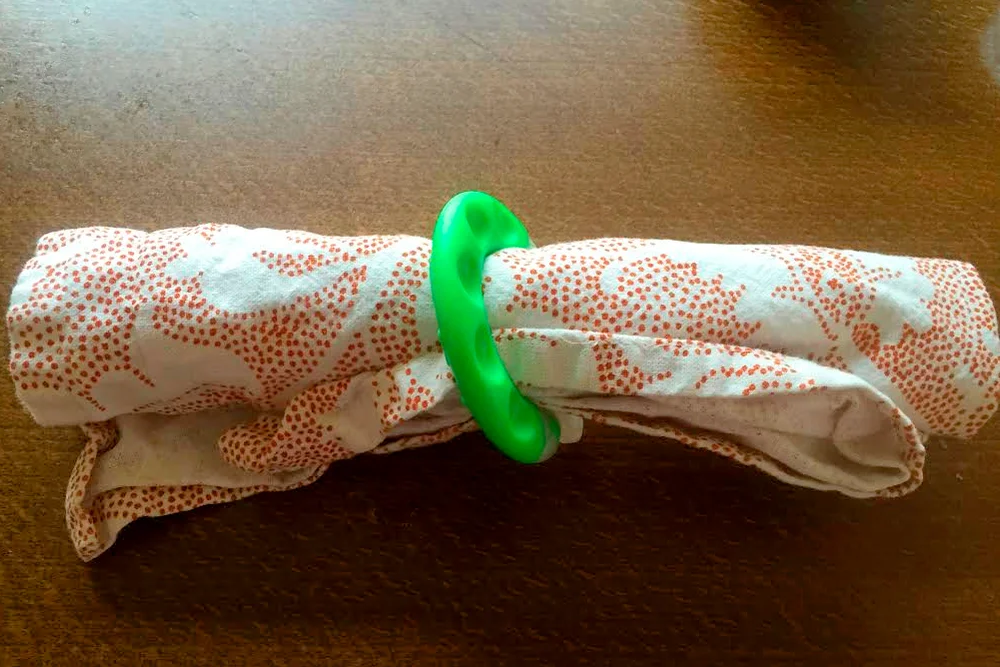 Baby teether napkin ring