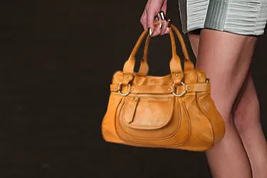 Luxury handbag on fashion show runway
