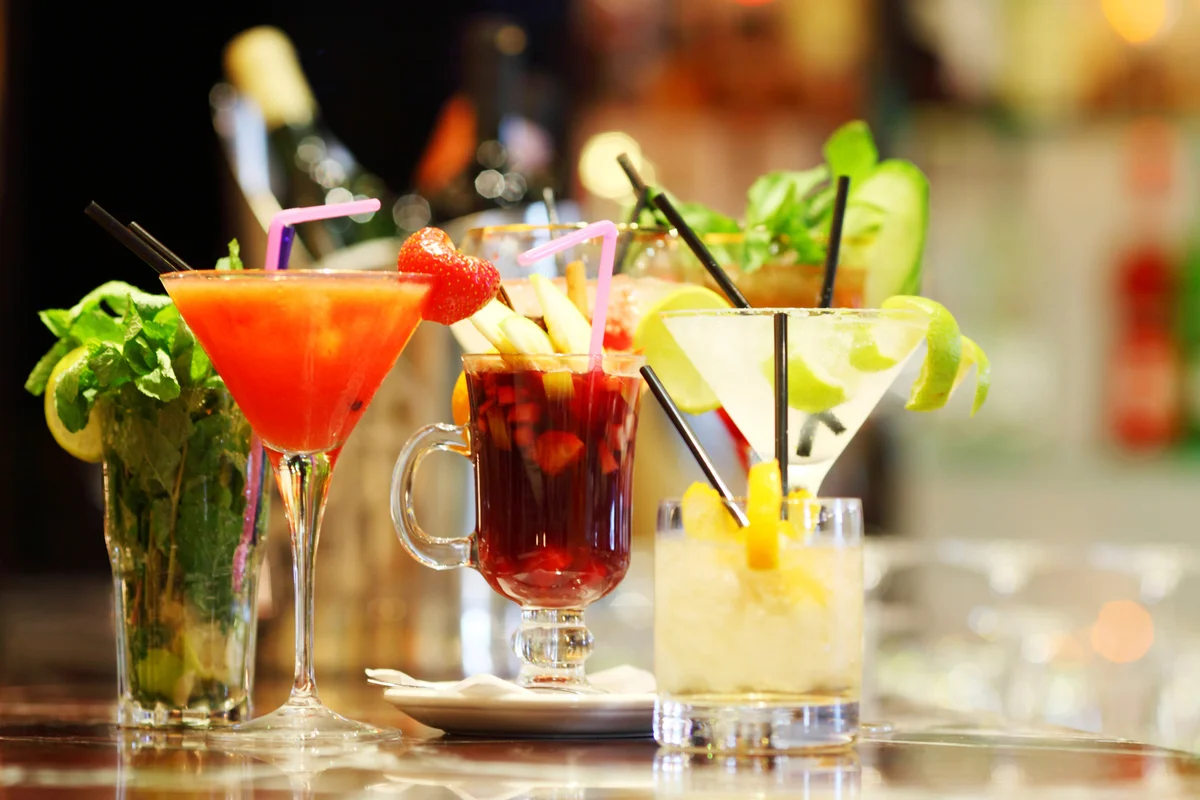 cocktails on a bar