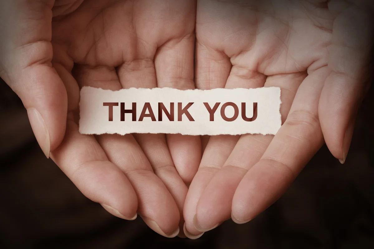 thank you in hands
