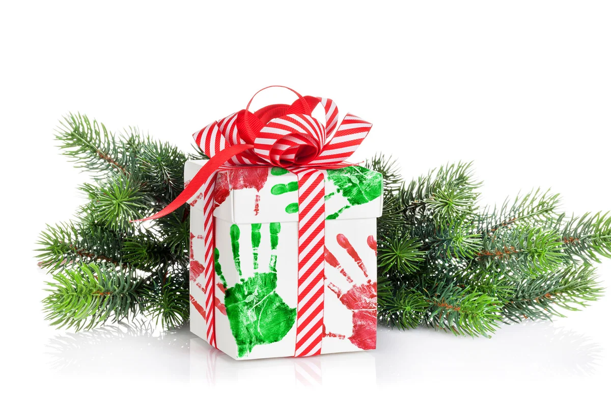 Painted hand prints wrapping paper