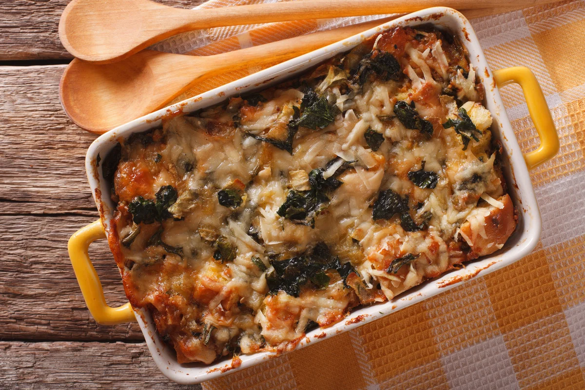 Strata casserole with spinach
