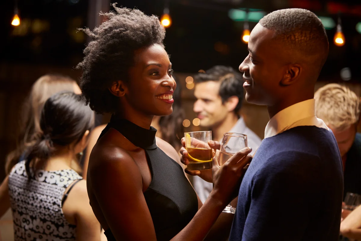 flirting couple at party