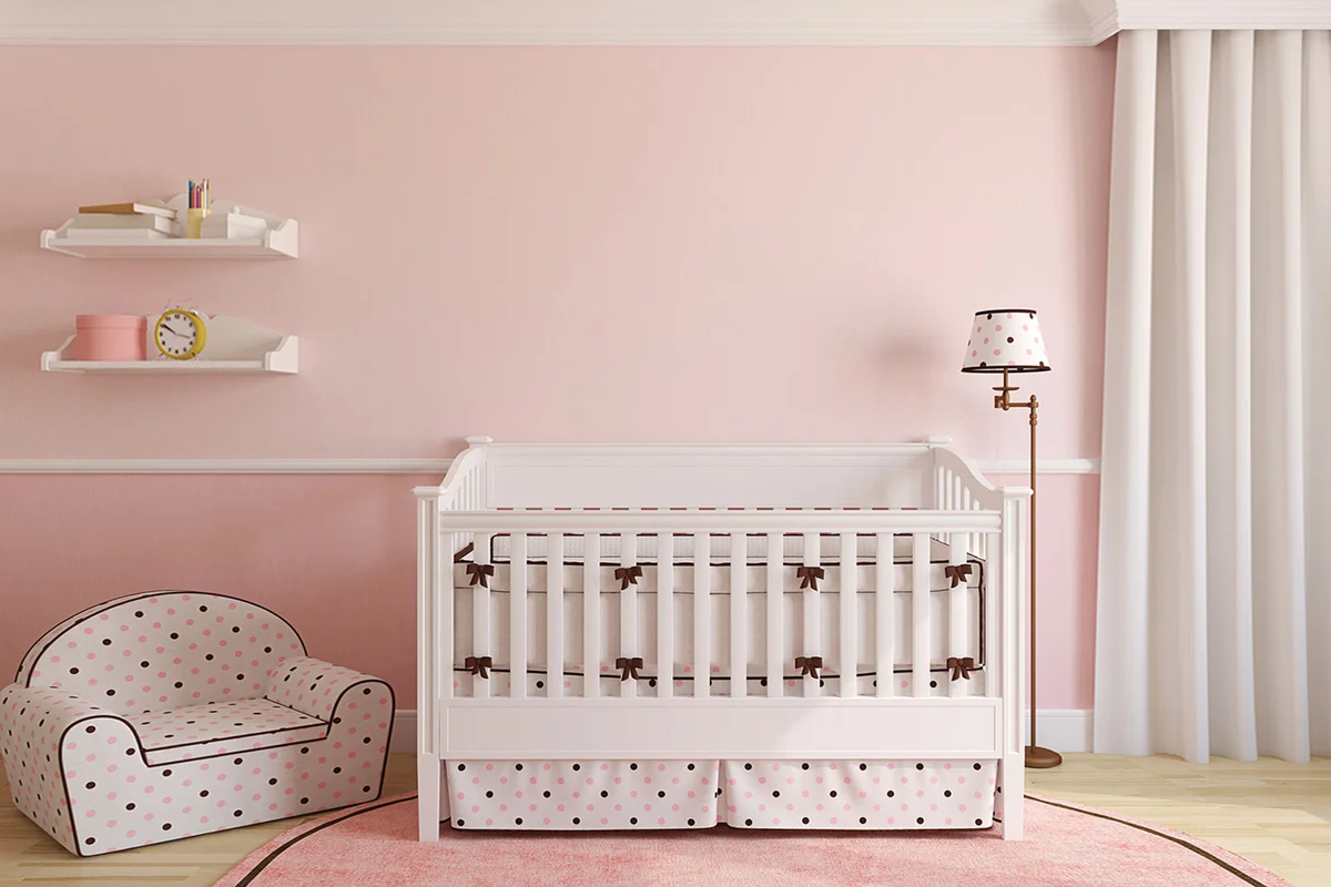 Pink and brown baby nursery