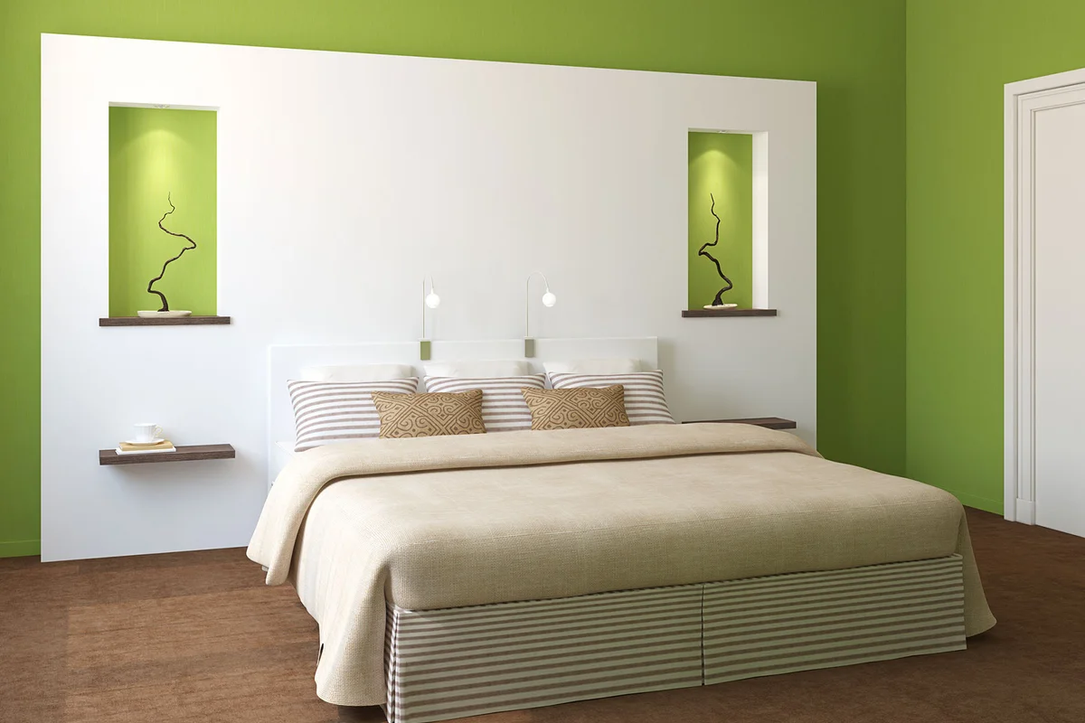 Green and White Bedroom