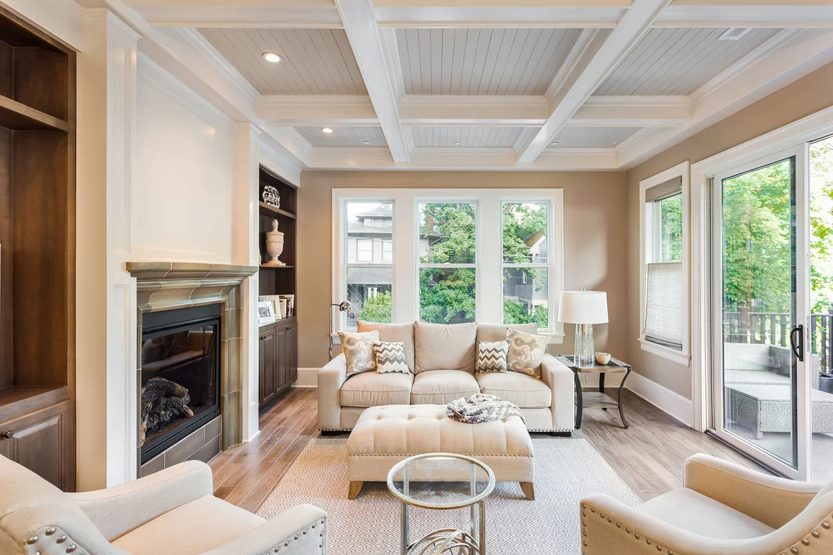 Shades of Hazlenut and White Living Room