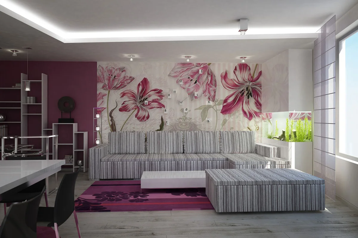 Purple and Gray/Black Stripes Den and Dining Combo