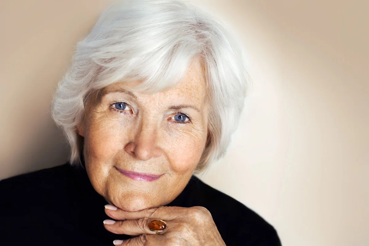 Senior lady with silver hair