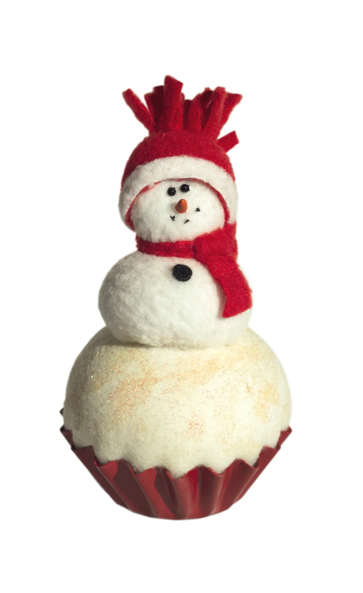 Snow man on cupcake