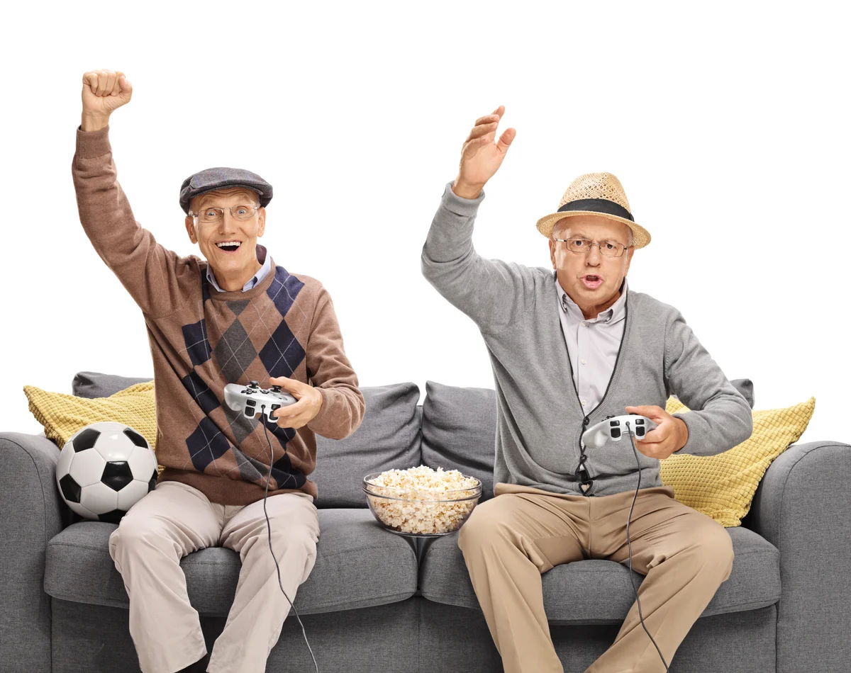 seniors playing video game