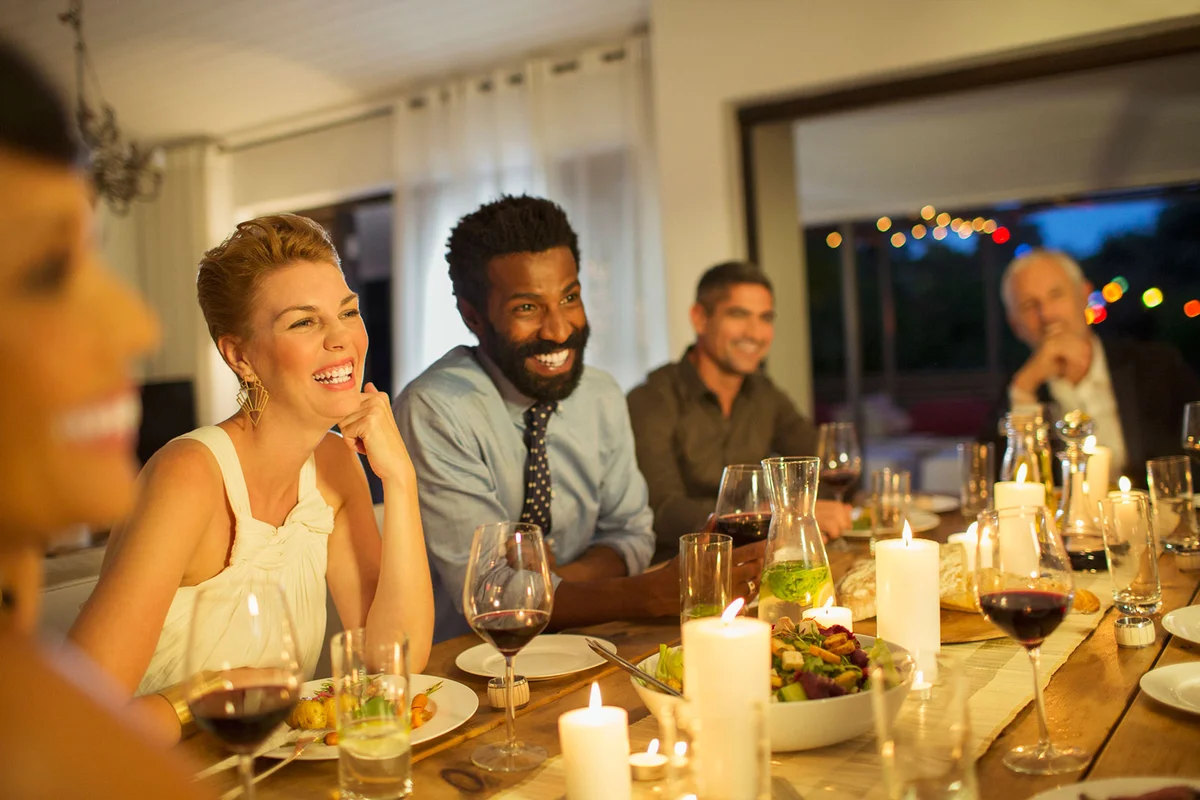 Friends at dinner party
