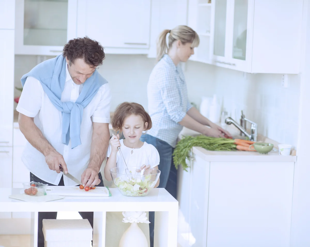 Family in kitchen
