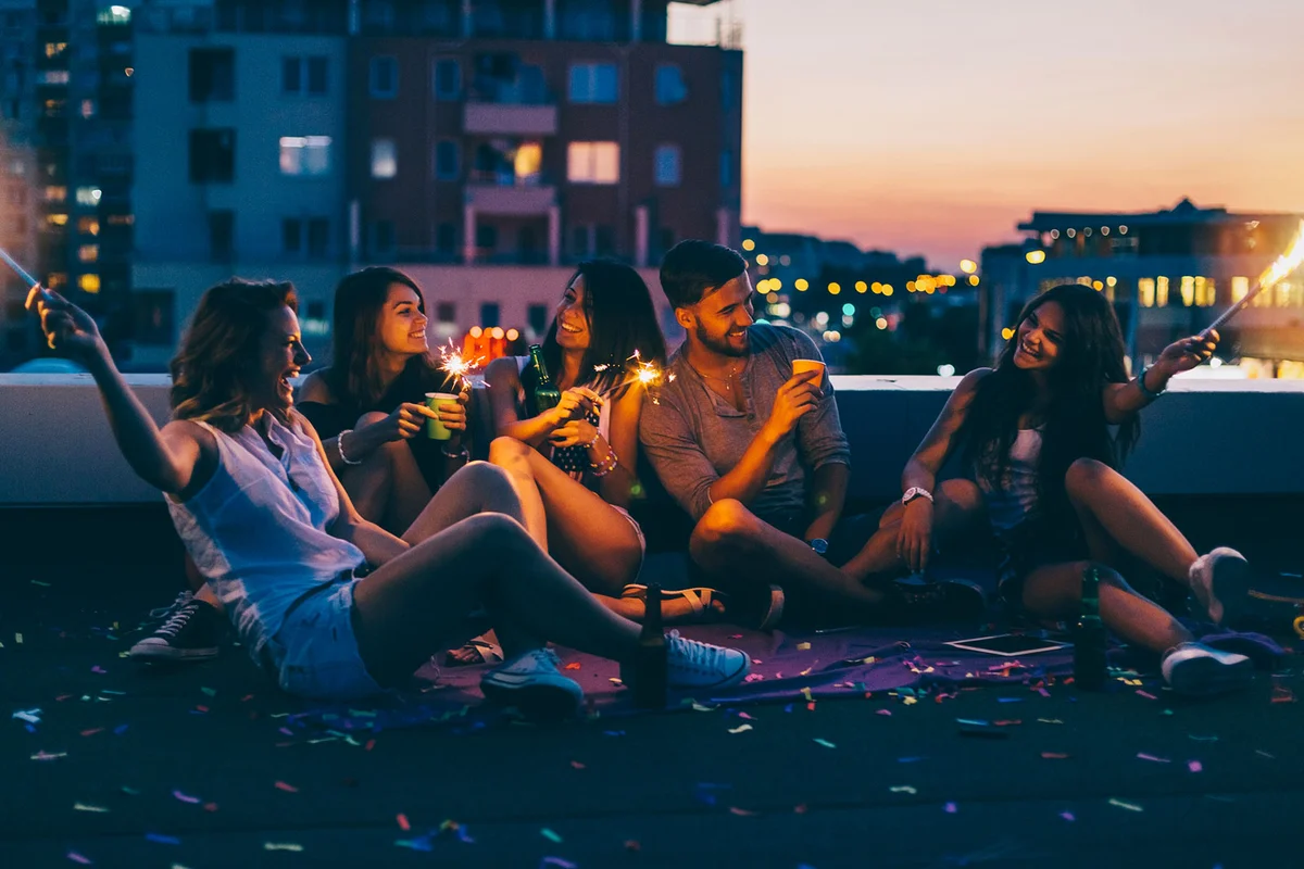 Friends on rooftop