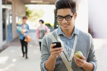 Student using cell phone