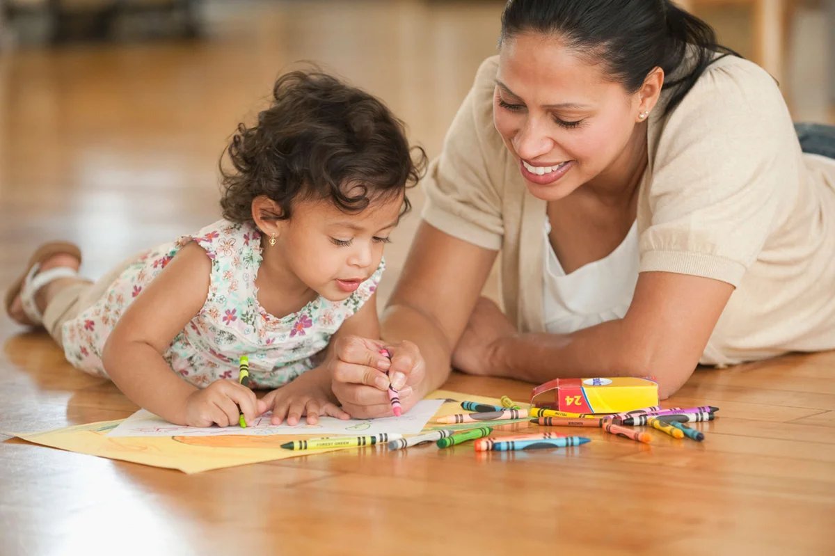 Mother and daughter coloring