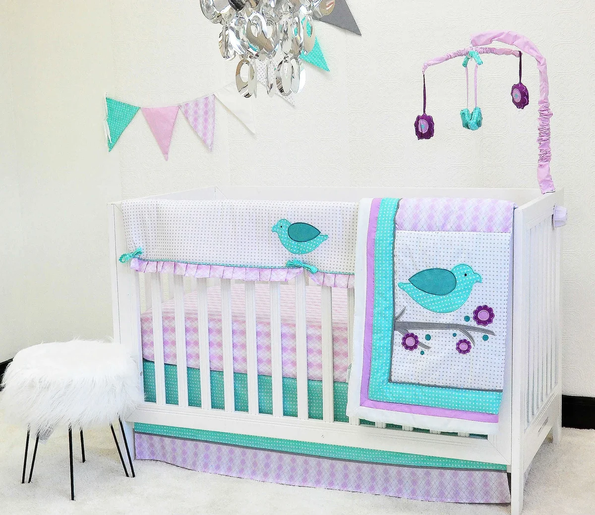 Pam Grace Creations Love Birds 10-Piece Nursery Bedding Set