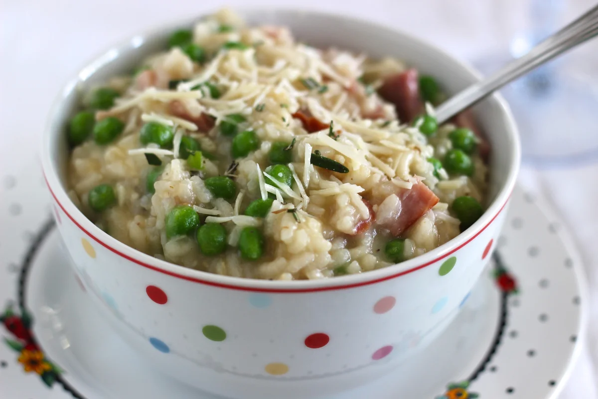 ham and pea risotto