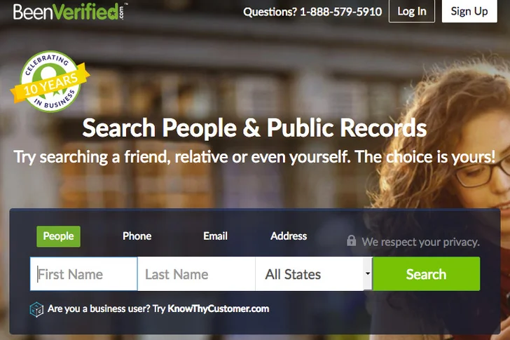 Screenshot of BeenVerified website