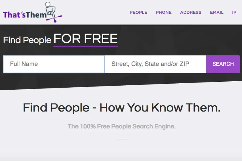 Screenshot of That'sThem website