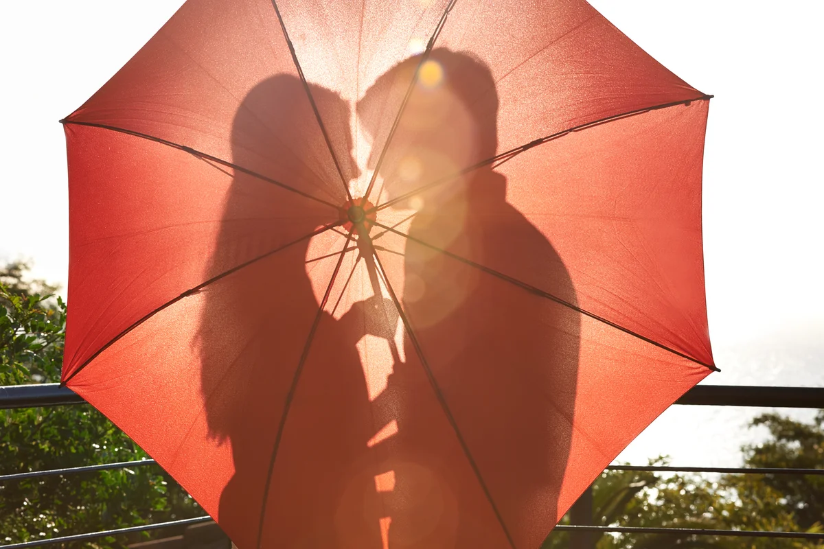 Silhouette of an affectionate couple
