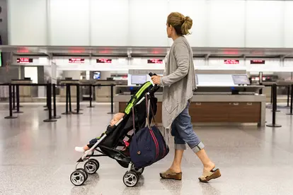 Woman pushing a stroller